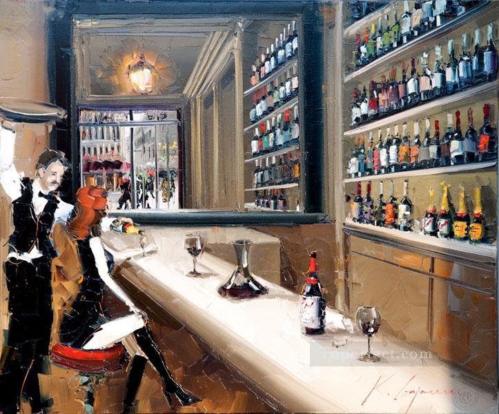 wine bar 1 Kal Gajoum textured Oil Paintings